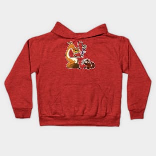 Boozy Grapes Time with Fox Dragon and Red Panda Kids Hoodie